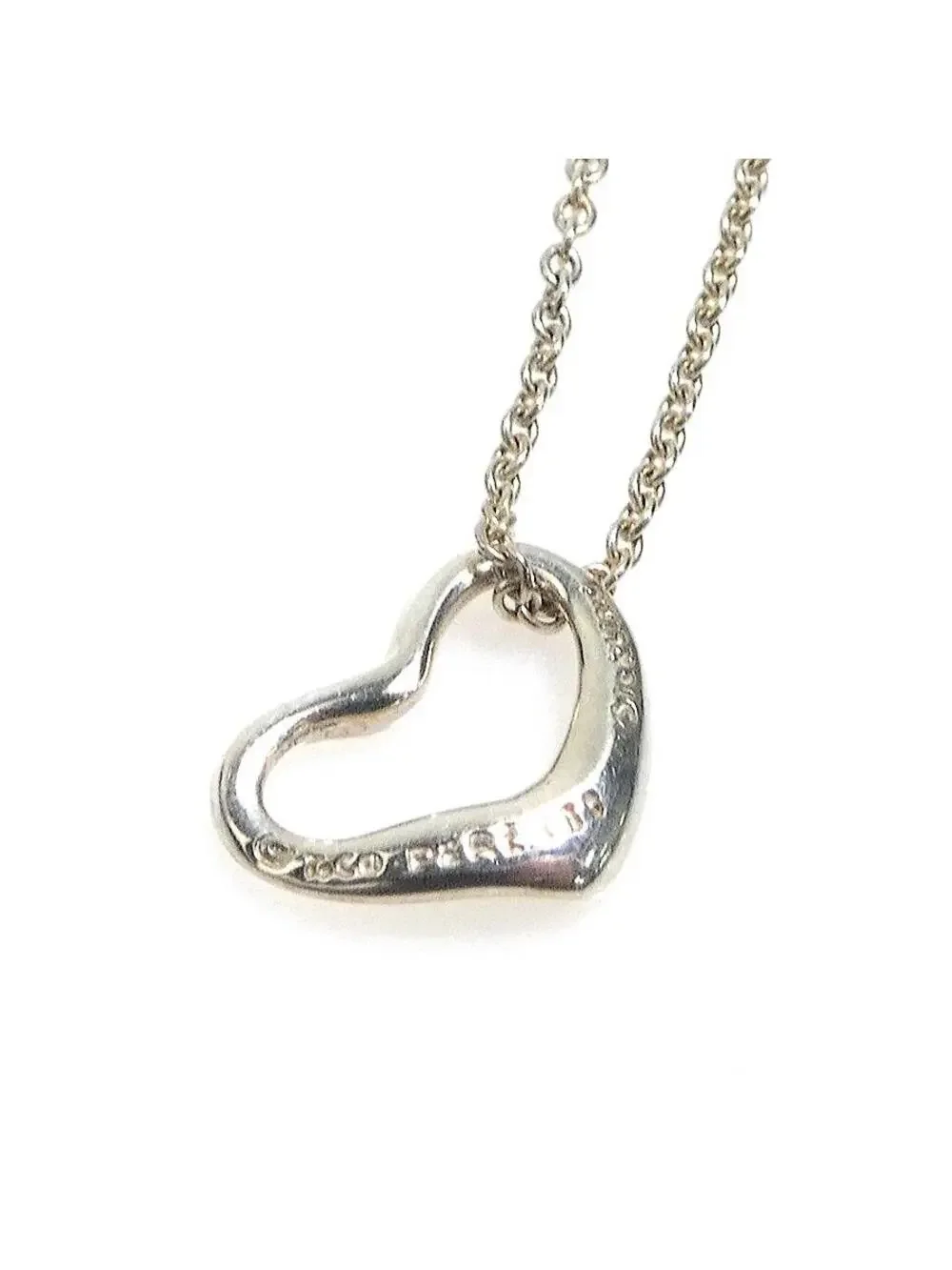 Auth Tiffany&Co. Open Heart Necklace #303056T11B
